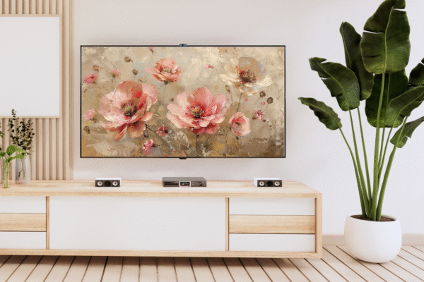 Elegant Pink Blossom Field – Abstract Oil Style Floral Wall Art (JPEG + PDF, 16:9)