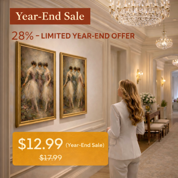 Elegant Ballerina Oil Painting Wall Art Set of 2 – Digital Download | Classic Ballet Diptych