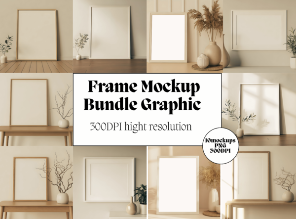 Free Minimal Frame Mockup Bundle – 10 High Resolution PNG Mockups