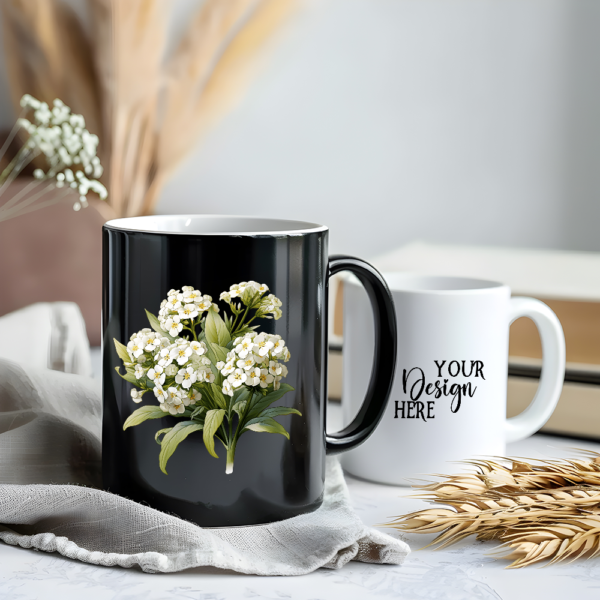 Free Black & White Mug Mockup Bundle – JPG & PSD Smart Object Templates