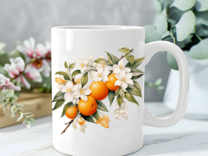 Free Floral White Mug Mockup – JPG & PSD Smart Object Template