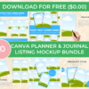 Free Planner & Journal Listing Mockup Bundle – 50 Canva Editable Mockup Templates for Digital & printable Planners