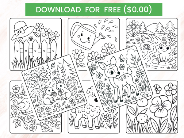 Bold & Easy Coloring Book for Kids – 50 Cute Coloring Pages PDF & PNG Free download