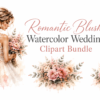 Romantic Blush Watercolor Wedding Clipart Bundle | 75 Elegant Bridal PNG Elements | Soft Floral Wedding Illustrations