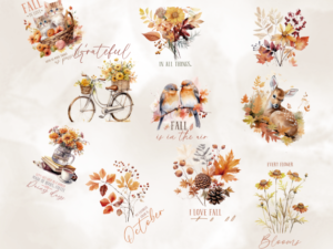 Free Fall Leaves & Flowers Sublimation Bundle – Watercolor Autumn PNG & SVG Designs for Shirts, Mugs & Crafts