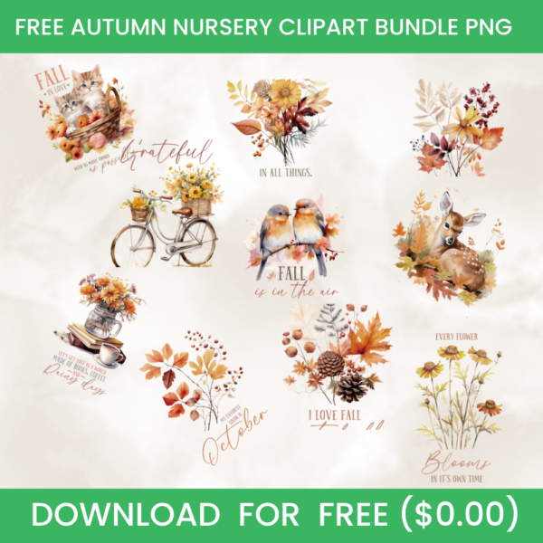 Free Fall Leaves & Flowers Sublimation Bundle – Watercolor Autumn PNG & SVG Designs for Shirts, Mugs & Crafts