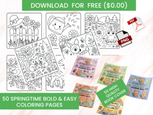 Bold & Easy Coloring Book for Kids – 50 Cute Coloring Pages PDF & PNG Free download