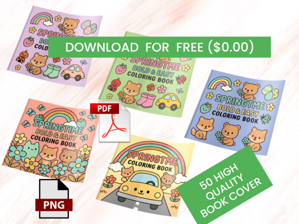 Bold & Easy Coloring Book for Kids – 50 Cute Coloring Pages PDF & PNG Free download