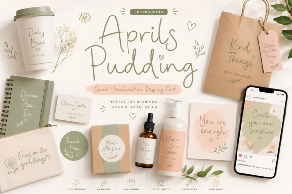 Aprils Pudding Font – Free Sweet Handwritten Display Font with Ligatures & Alternates
